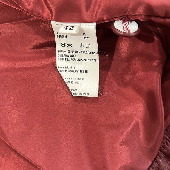 Flora Smith burgundy leather bomber jacket size 42 - Picture 9 of 11